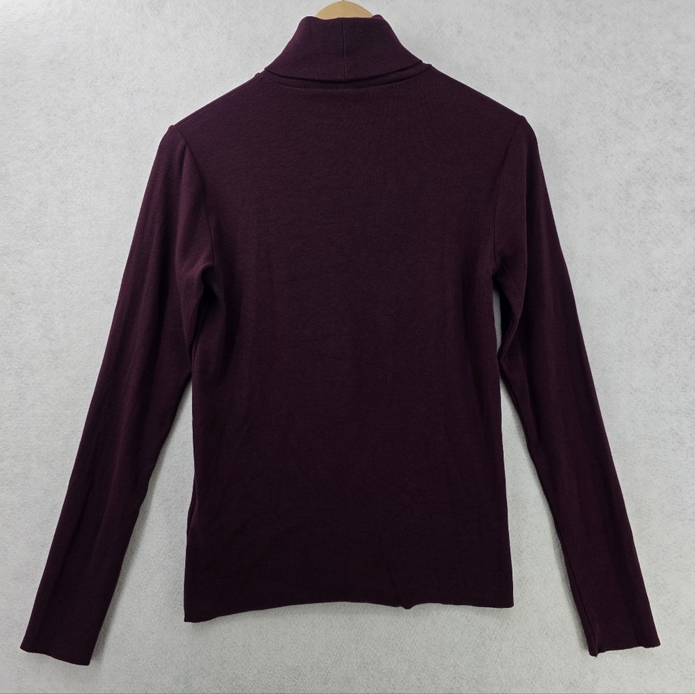 Polo Ralph Lauren Plum Stretch Blend Ribbed Turtleneck Women's Size Large - Picture 8 of 9